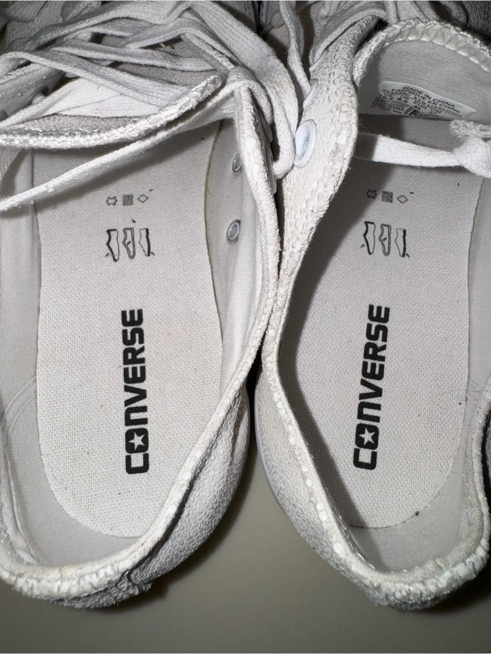 Converse All Star Gemma Stingray White Metallic Leather Low Top Size 10.5
